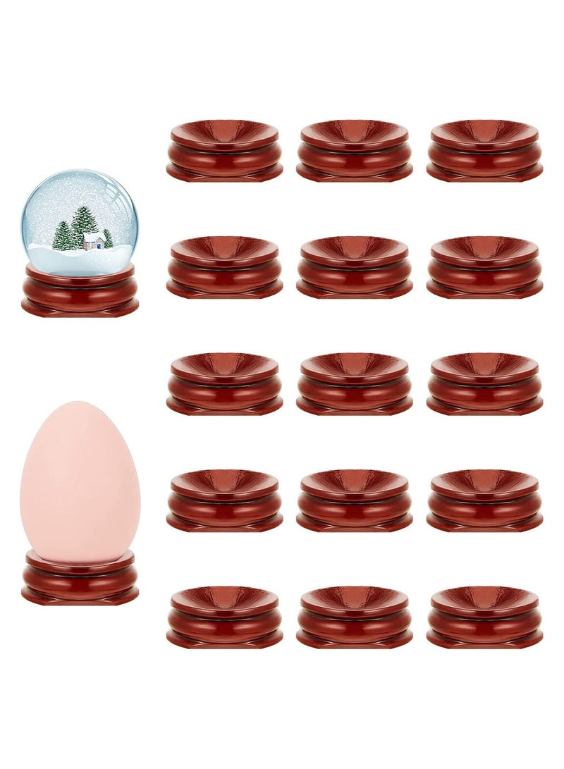 KASTWAVE 15 Pcs Crystal Holder for Stones Wooden Sphere Stands Crystal Display Stand Crystal Sphere Holder Decorative Ball Stand Egg Holders for Ball Egg Base Display Pedestals Globe Decor - Image 1