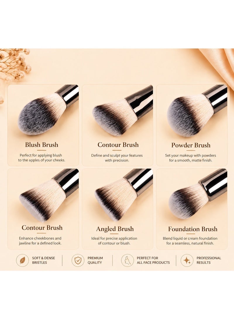 House of Aetheria 18 piece Grigio Professional Makeup Brush Set, with V Shape Puff, Canvas & Makeup bag - Image 2