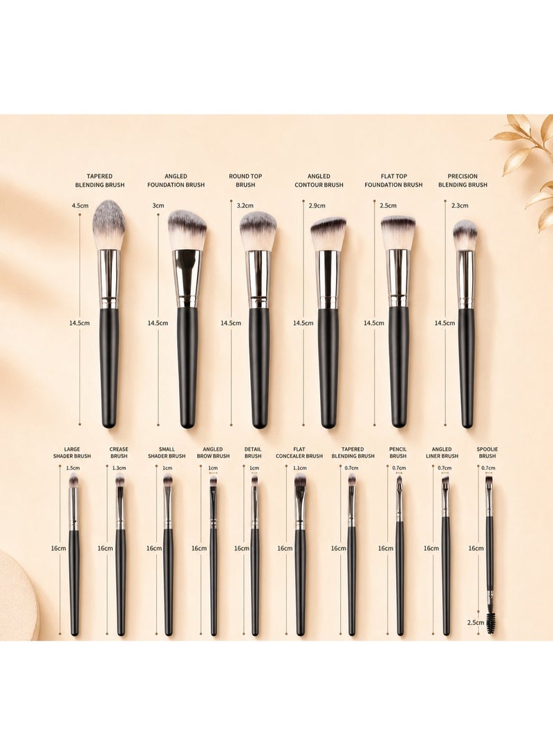 House of Aetheria 18 piece Grigio Professional Makeup Brush Set, with V Shape Puff, Canvas & Makeup bag - Image 3