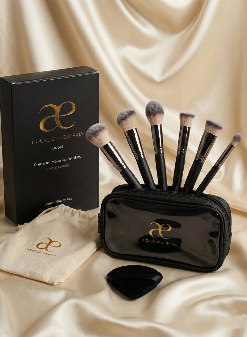 House of Aetheria 18 piece Grigio Professional Makeup Brush Set, with V Shape Puff, Canvas & Makeup bag - Image 5