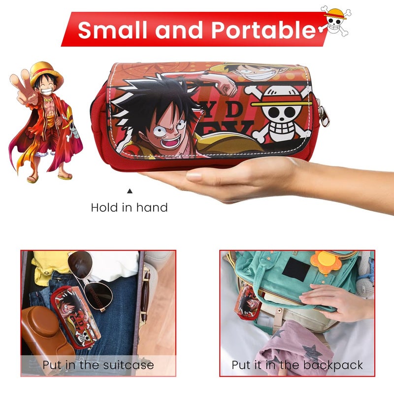 Fancyku Polyester One Piece Pencil Case, Anime Pencil Pouch, Cartoon Prints Pen Pouch, Large Capacity Pu Pencil Bag Stationery Organizer, Students Gift, Multicolor - Image 3