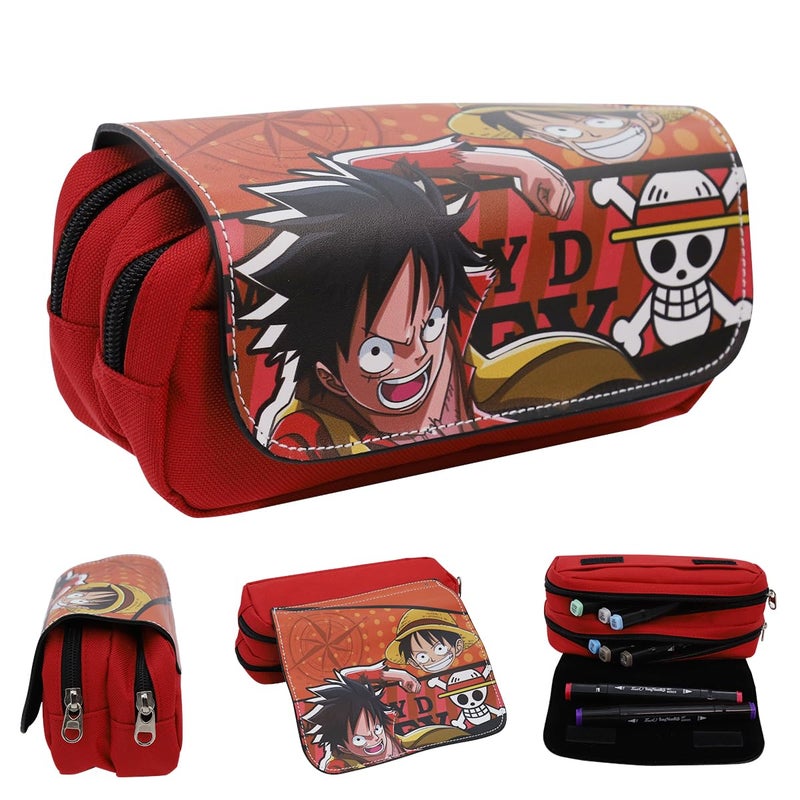 Fancyku Polyester One Piece Pencil Case, Anime Pencil Pouch, Cartoon Prints Pen Pouch, Large Capacity Pu Pencil Bag Stationery Organizer, Students Gift, Multicolor - Image 1