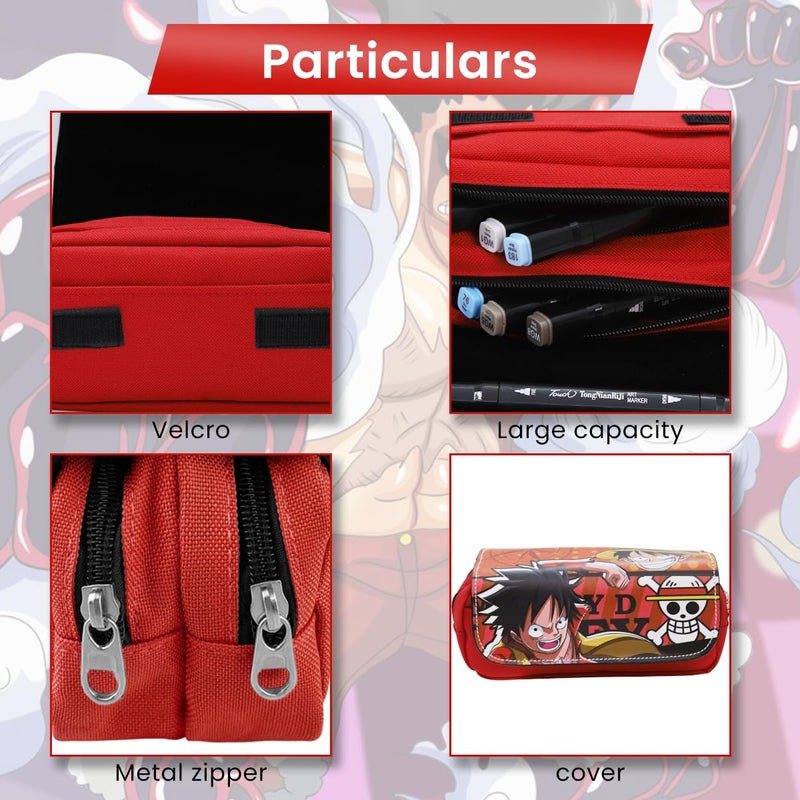 Fancyku Polyester One Piece Pencil Case, Anime Pencil Pouch, Cartoon Prints Pen Pouch, Large Capacity Pu Pencil Bag Stationery Organizer, Students Gift, Multicolor - Image 4