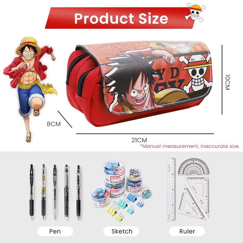 Fancyku Polyester One Piece Pencil Case, Anime Pencil Pouch, Cartoon Prints Pen Pouch, Large Capacity Pu Pencil Bag Stationery Organizer, Students Gift, Multicolor - Image 2