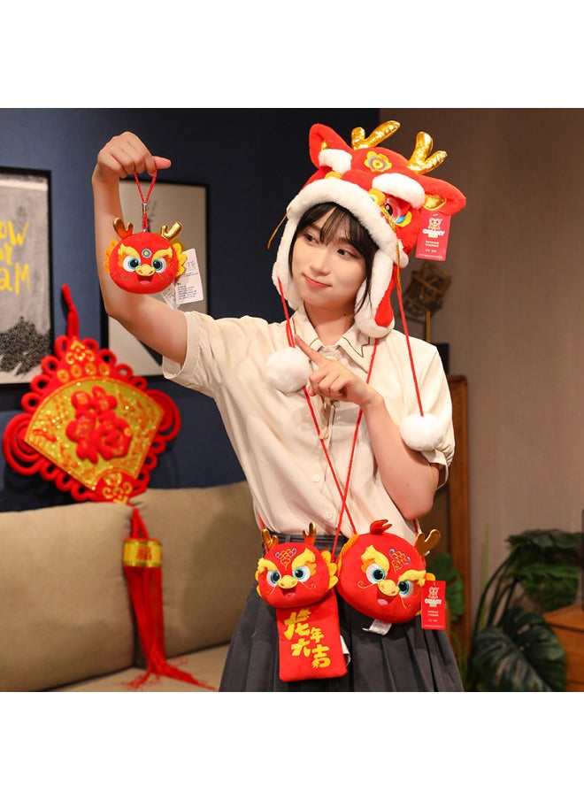 Dragon Year Mascot Dragon Hat Dragon Wallet Dragon Pendant Plush Toy Zodiac Dragon Doll Opening Red Gift-Specifications:Fulongwa Red Envelope Men's Mix And Match  - Image 4