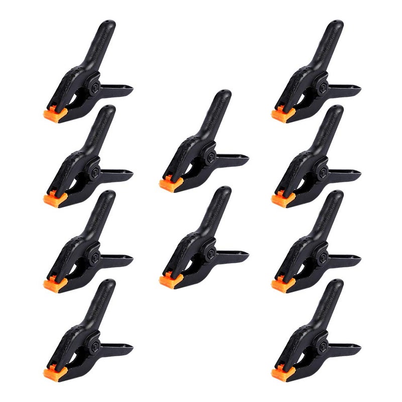 FRICHOM 10 Packs of 3.5 inch Professional Plastic Small Spring Clamps Heavy Duty for Crafts and Backdrop Clips Clamps for Backdrop Stand,Photography, Home Improvement and so on - Image 1