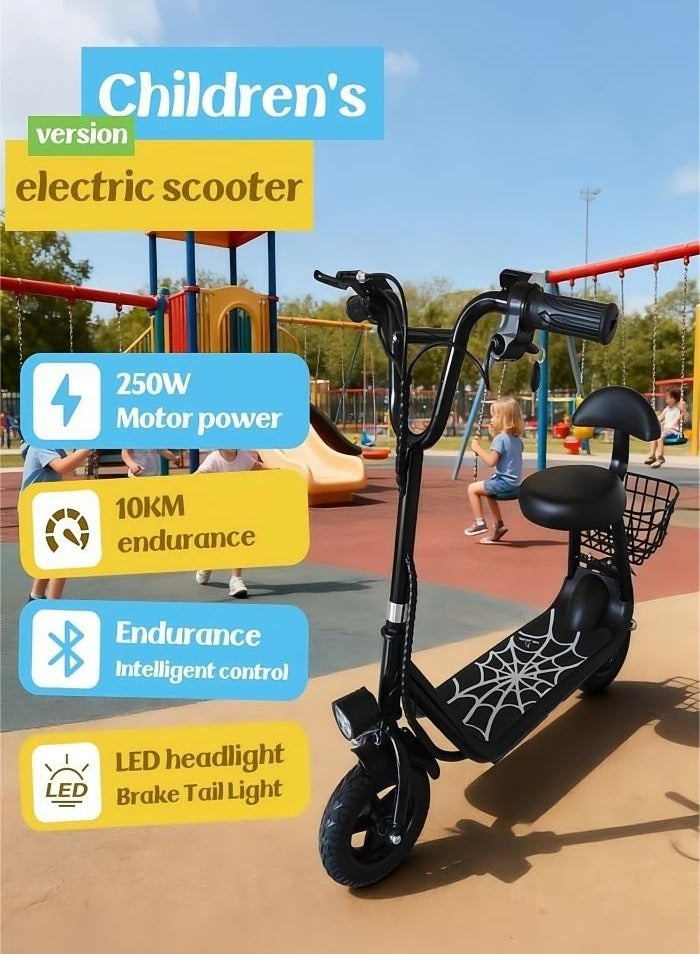 بولين سكوتر كهربائي للأطفال، سكوتر كهربائي للأطفال من عمر 5 إلى 12 عامًا، مزود بمحرك 250 واط، مدى يزيد عن 10 كيلومترات، سرعة 5-10 كيلومترات في الساعة، أسود - Image 1