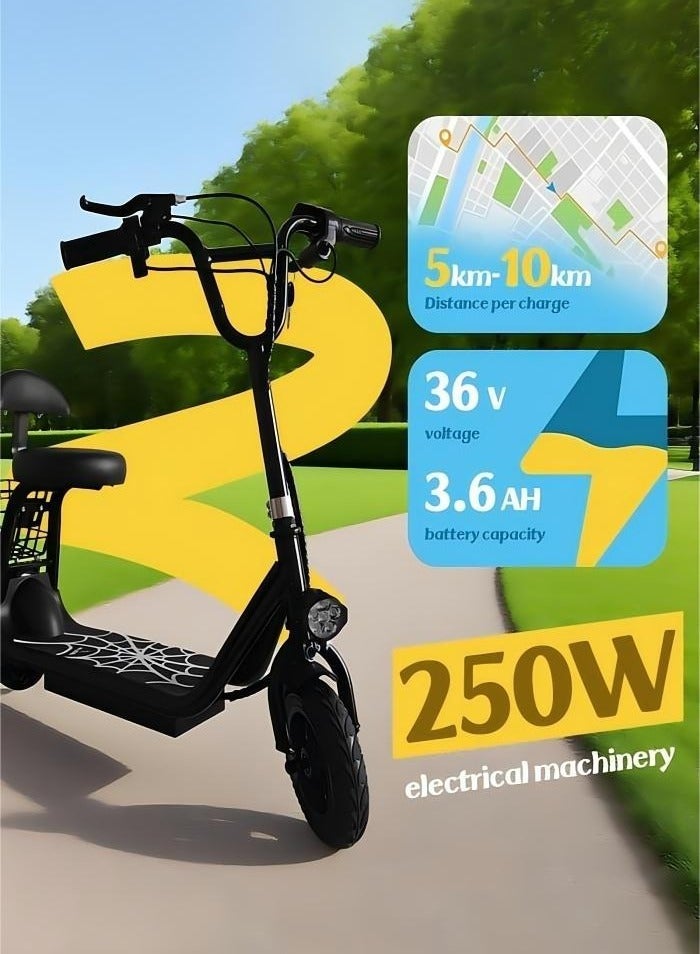 بولين سكوتر كهربائي للأطفال، سكوتر كهربائي للأطفال من عمر 5 إلى 12 عامًا، مزود بمحرك 250 واط، مدى يزيد عن 10 كيلومترات، سرعة 5-10 كيلومترات في الساعة، أسود - Image 3