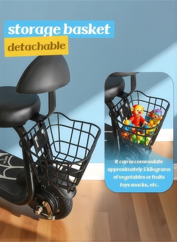 بولين سكوتر كهربائي للأطفال، سكوتر كهربائي للأطفال من عمر 5 إلى 12 عامًا، مزود بمحرك 250 واط، مدى يزيد عن 10 كيلومترات، سرعة 5-10 كيلومترات في الساعة، أسود - Image 4