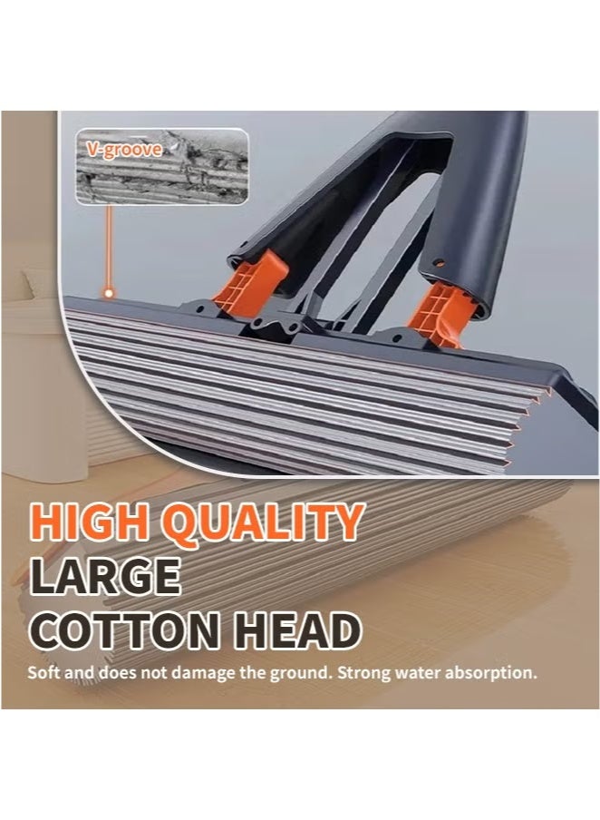 Cleaning Sponge Mop with Double-Layer Clamp Design & Two Sponge Heads, High Absorption Mop, Home Floor Cleaning Tools for Wet and Dry Use  - Image 4