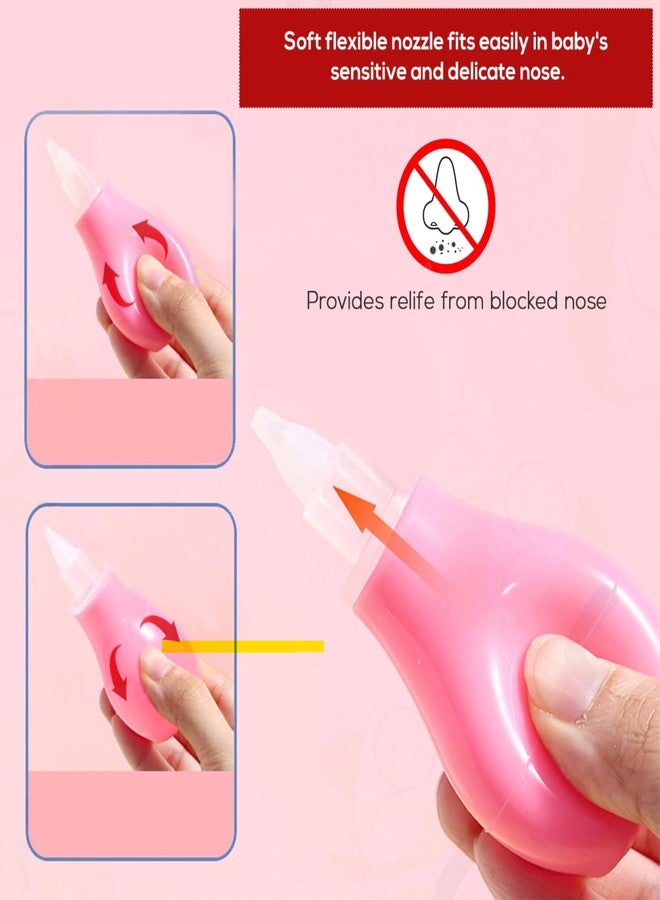 AEREX Mini Baby Baby Nose Cleaner | Silicone Baby Nasal Aspirator | Vacuum Sucker | Instant Relief from Blocked Baby Nose Cleaner (Pink) - Image 5