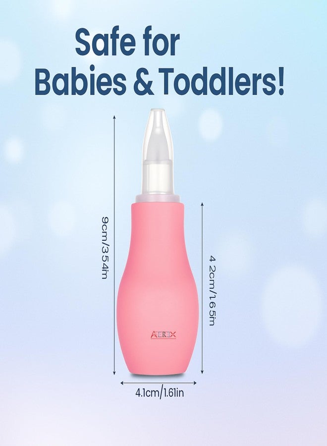 AEREX Mini Baby Baby Nose Cleaner | Silicone Baby Nasal Aspirator | Vacuum Sucker | Instant Relief from Blocked Baby Nose Cleaner (Pink) - Image 2
