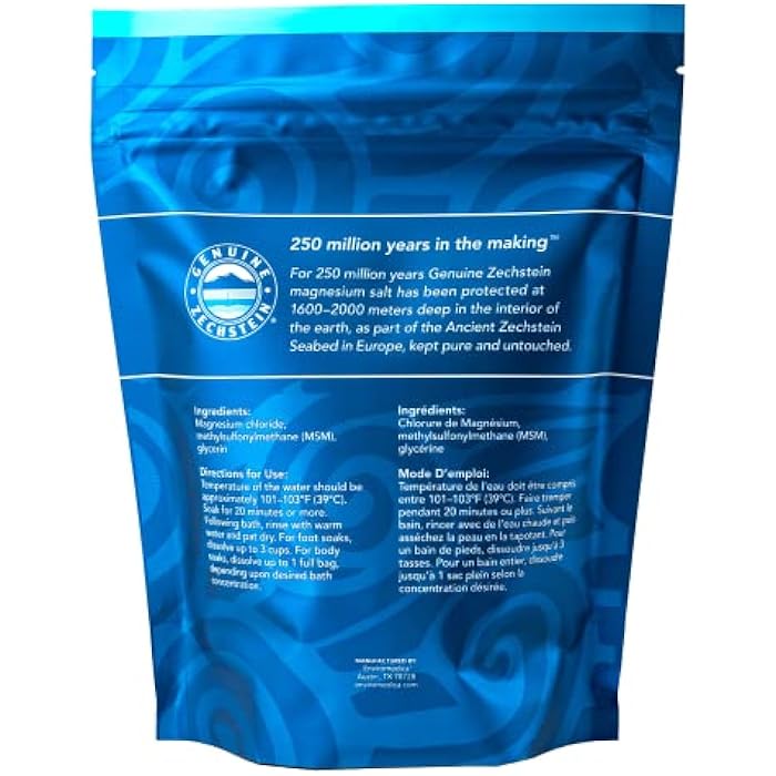 Ancient Minerals Magnesium Bath Flakes Ultra with OptiMSM – Pure Zechstein Magnesium Chloride and Organic Sulfur Bath Salts, Soothing Mineral Soak for Skin & Body, 1.65 lb - Image 4