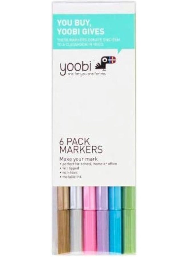 YOOBI Metallic 6 PK Markers - Image 2