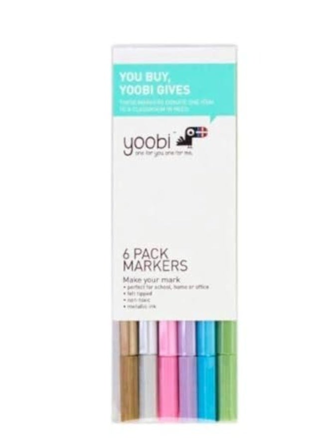 YOOBI Metallic 6 PK Markers - Image 1