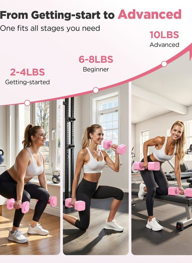 FEIERDUN Adjustable Dumbbells Set (2-10 lbs) for Home Gym – Quick Adjustment Hand Weights for Effective Full Body Workouts, Ideal for Men/Women - Image 4
