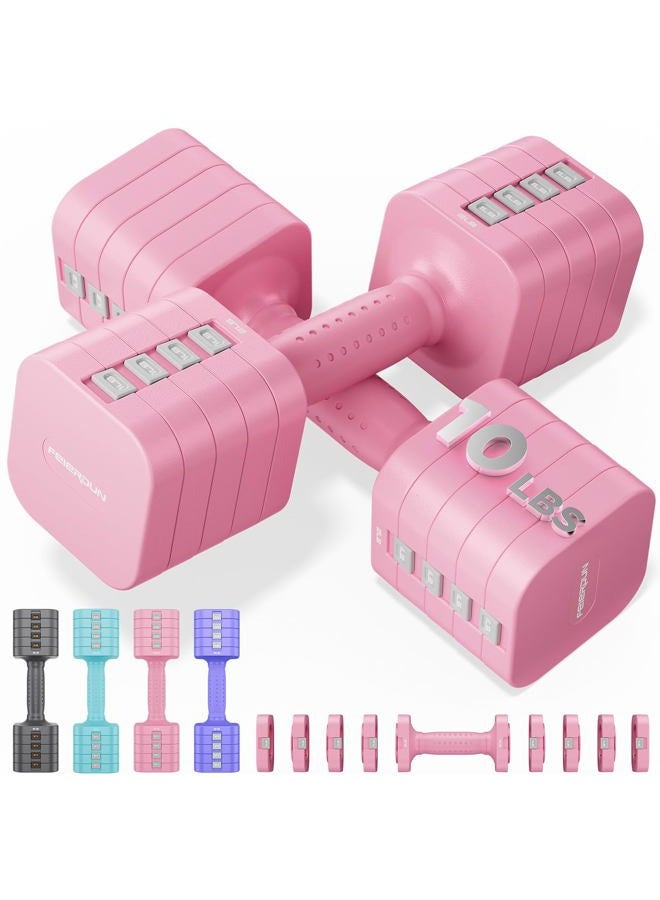 FEIERDUN Adjustable Dumbbells Set (2-10 lbs) for Home Gym – Quick Adjustment Hand Weights for Effective Full Body Workouts, Ideal for Men/Women - Image 1