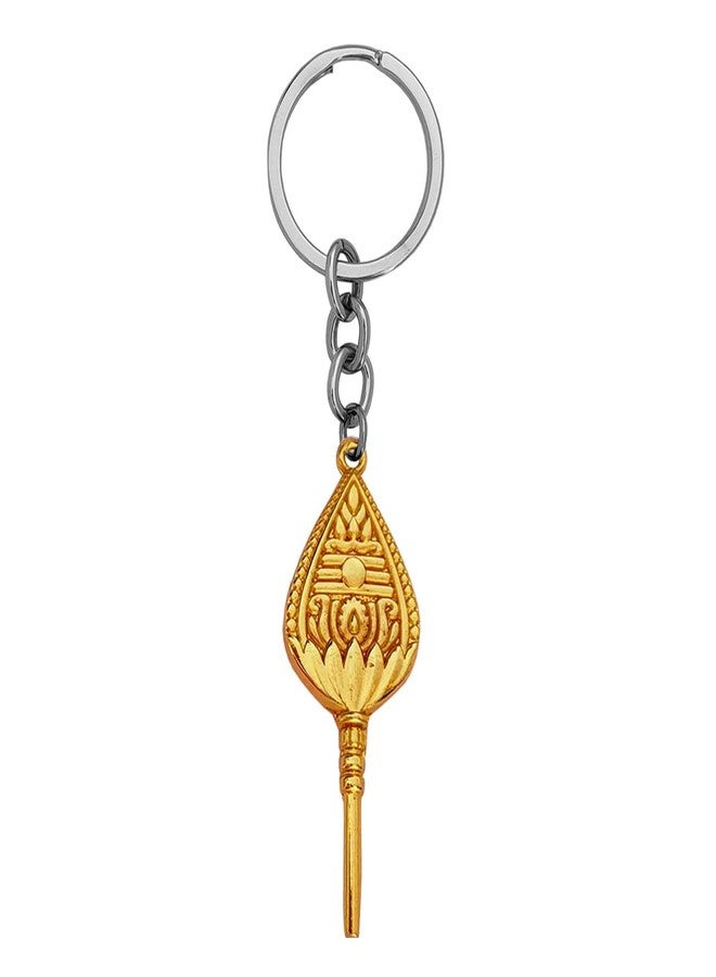 M Men Style Gold Plated South Indian Lord Murugan Subrahmanya Vel Metal Keychain & Keyring for Bikes Cars Bags Home Cycle Men Women Boys and Girls - Image 2