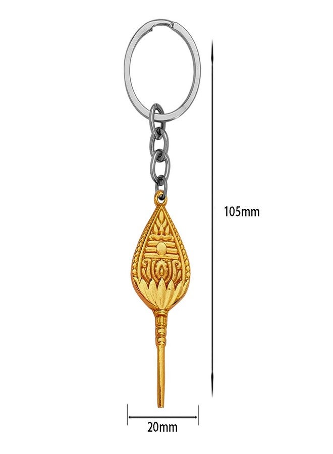 M Men Style Gold Plated South Indian Lord Murugan Subrahmanya Vel Metal Keychain & Keyring for Bikes Cars Bags Home Cycle Men Women Boys and Girls - Image 3