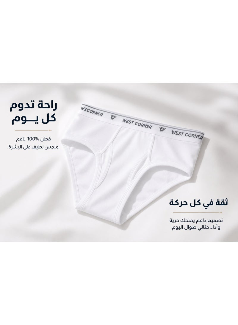 ويست كونر وست كورنر سروال داخلي رجالي كلاسيكي – قطعة واحدة – قطن نقي ١٠٠٪ بتقنية مرونة القطن – ناعم ومريح للارتداء اليومي – أبيض – مقاس صغير جدًا - Image 2