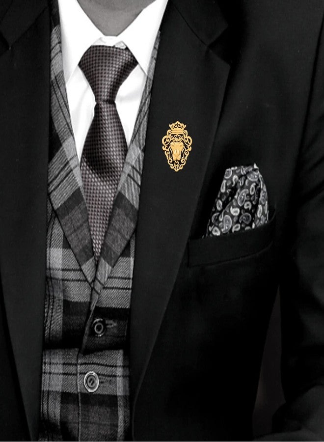 Mahi Combo of Lion Face Shaped Brooch/Lapel Pin for Mens (CO1105582G) - Image 2