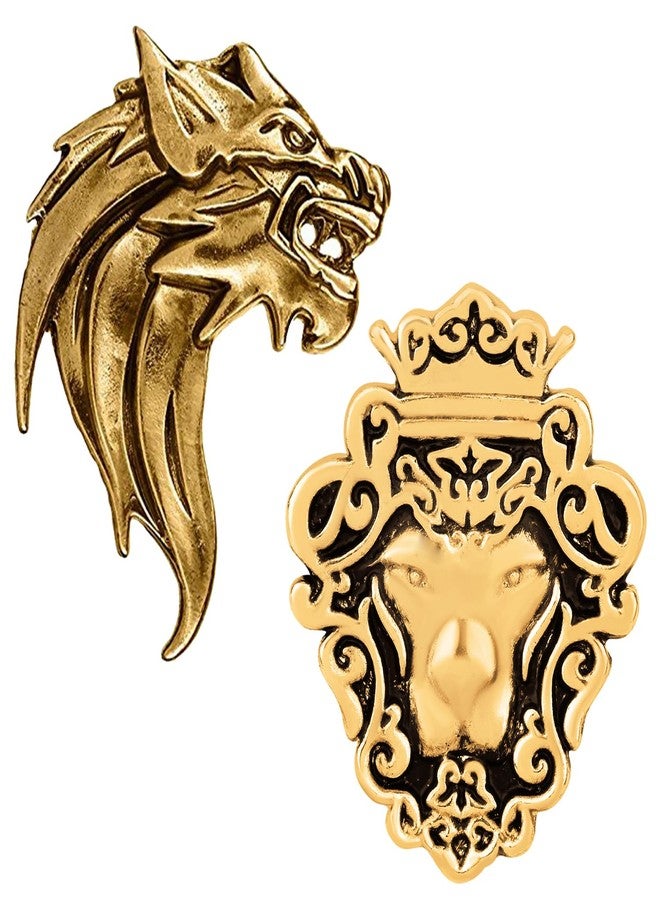 Mahi Combo of Lion Face Shaped Brooch/Lapel Pin for Mens (CO1105582G) - Image 1