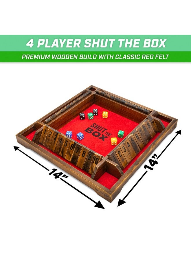 GoSports GoSports Shut the Box Premium Wooden Dice Game, Classic 4 Player Family Board Game - 10 Number Rows with Red Felt, Dice and Wood Stain Finish - For Kids and Adults  - Image 2