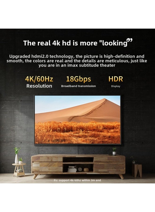 ماركة غير محددة خط HDMI أخضر 4K HD خط اتصال 2.0 خط بيانات 60 هرتز 30 هرتز نقل الفيديو رأس سبيكة منسوجة شبكة - اللون: كابل HDMI عالي الدقة متين مطور - طول الخط: 1.5 متر  - Image 3