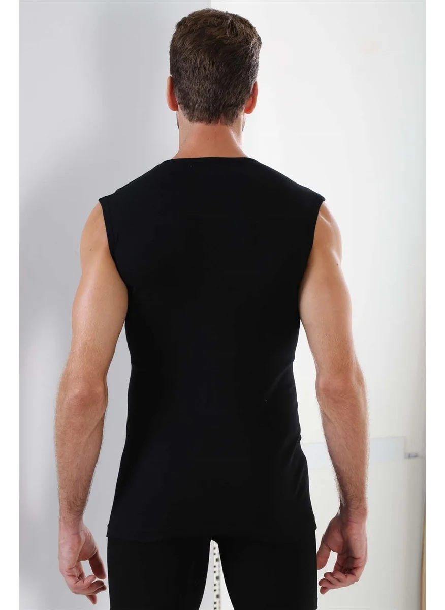 Arma Yıldız Crest Star Men's Ribana Black Round Neck Sleeveless Undershirt 2-Pack