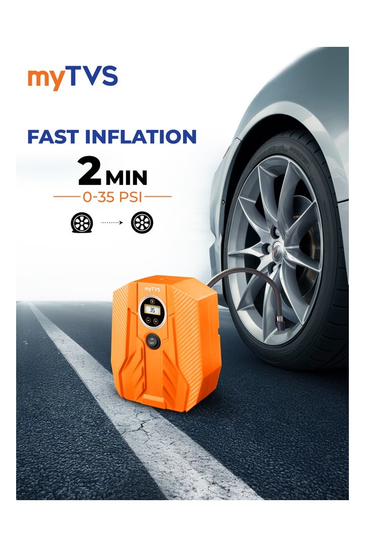 myTVS myTVS Digital Tyre Inflator for Car & Bike 100 PSI with Auto-Stop & LED Torch | Compatible with All cars |1+1 Years Warranty (TI-16)  - Image 3