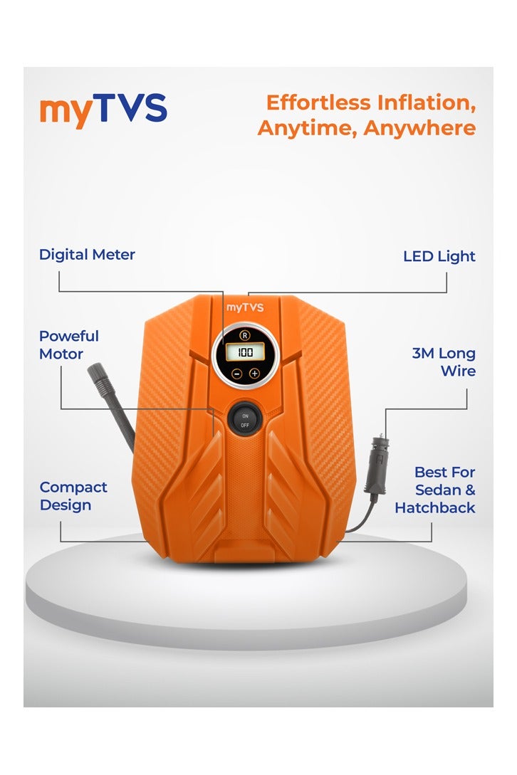 myTVS myTVS Digital Tyre Inflator for Car & Bike 100 PSI with Auto-Stop & LED Torch | Compatible with All cars |1+1 Years Warranty (TI-16)  - Image 5