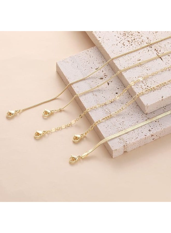 يوكانبي مجموعة أساور نسائية مكونة من 5 قطع – تصميم سلسلة فيغارو معدنية أنيقة بأسلوب أوروبي بسيط - Image 5