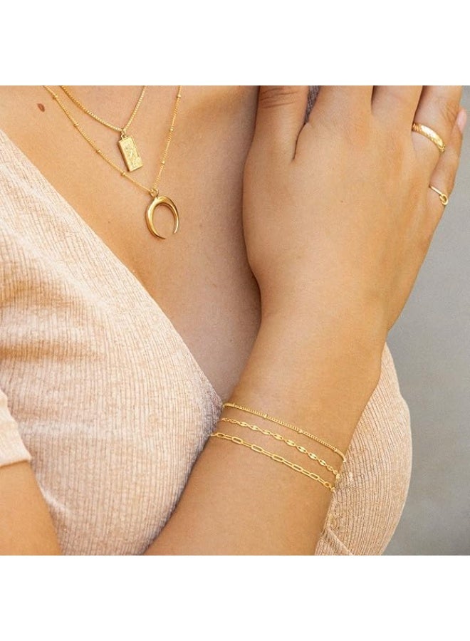 يوكانبي مجموعة أساور نسائية مكونة من 5 قطع – تصميم سلسلة فيغارو معدنية أنيقة بأسلوب أوروبي بسيط - Image 3