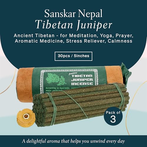 SANSKAR NEPAL Ancient Tibetan Juniper Incense - for Mediation, Yoga, Prayer, Aromatic Medicine, Stress Reliever, Calmness (Pack - 3, Tibetan Juniper Incense) - Image 2