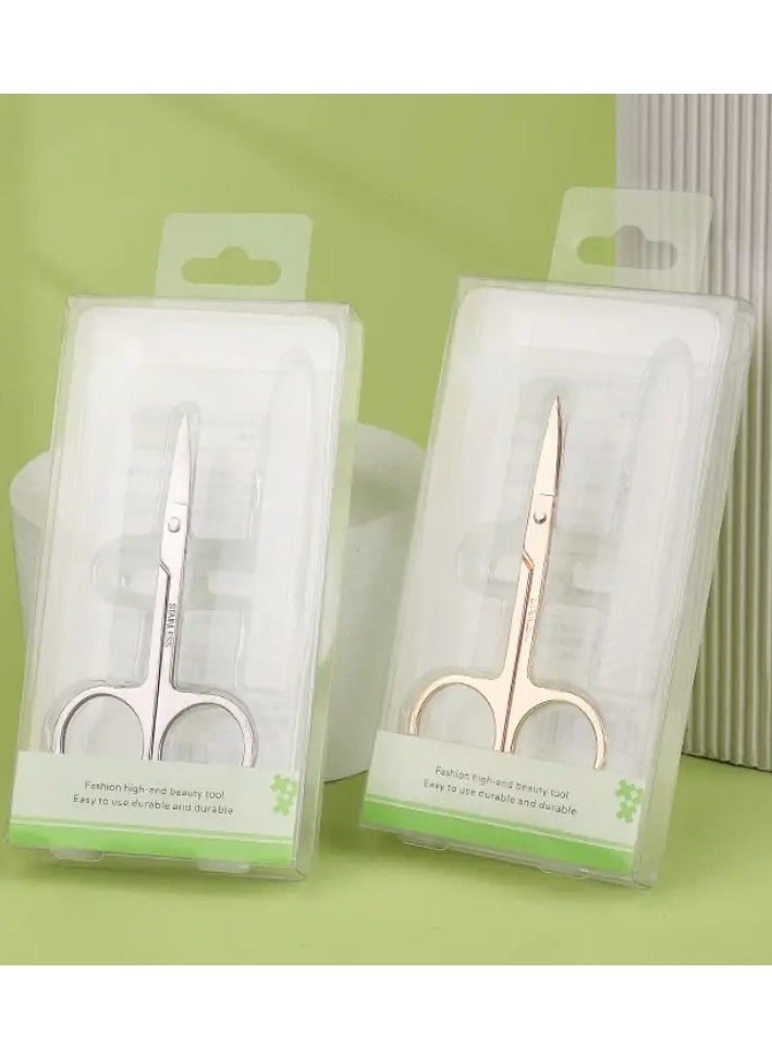 ORiTi Professional Beauty Scissors Stainless Steel Curved Little Manicure Scissors Eyebrow Scissors for Women Cosmetic and Brow Scissors fo Facial Hair and Eyelash Trimmiing  - Image 2