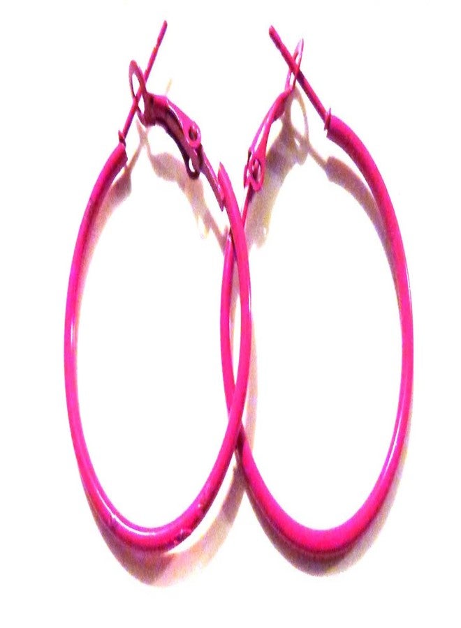 Color Hoop Earrings - Small Thin 1 Inch Hot Pink