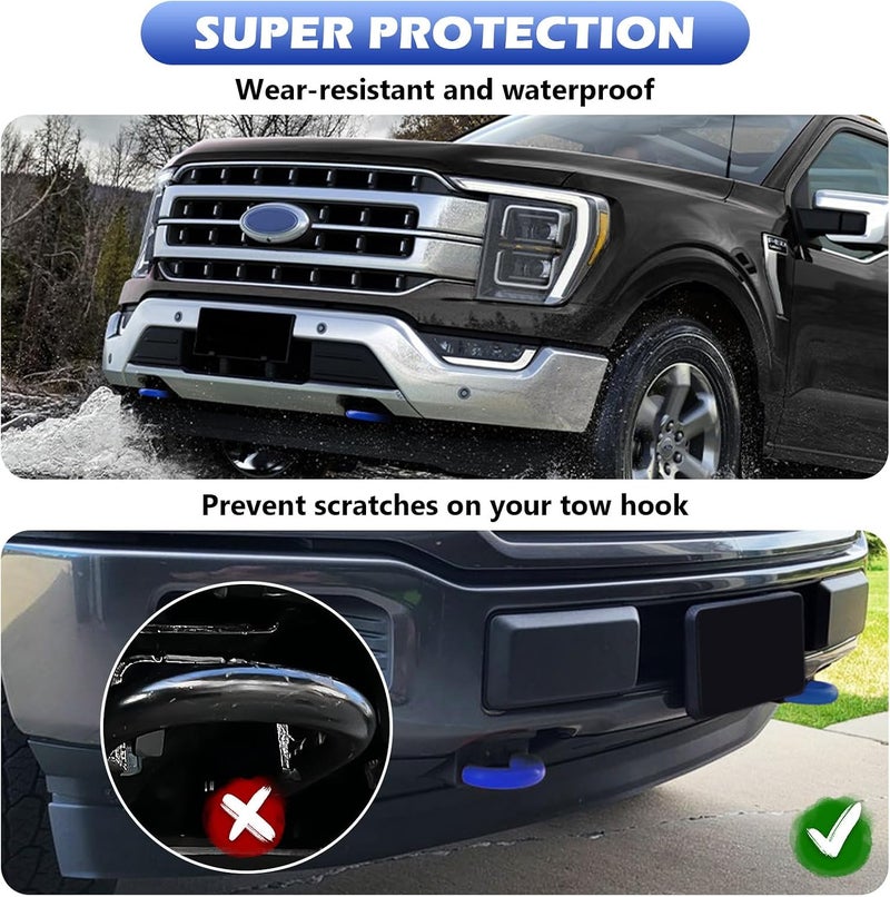 TECHPICCO Tow Hooks Covers for Ford F150 2004-2024 Bronco Base/Big Bend/Outer Banks 2021-2024 Compatible with Toyota Tundra Accessories 2017-2021 (Blue) - Image 5