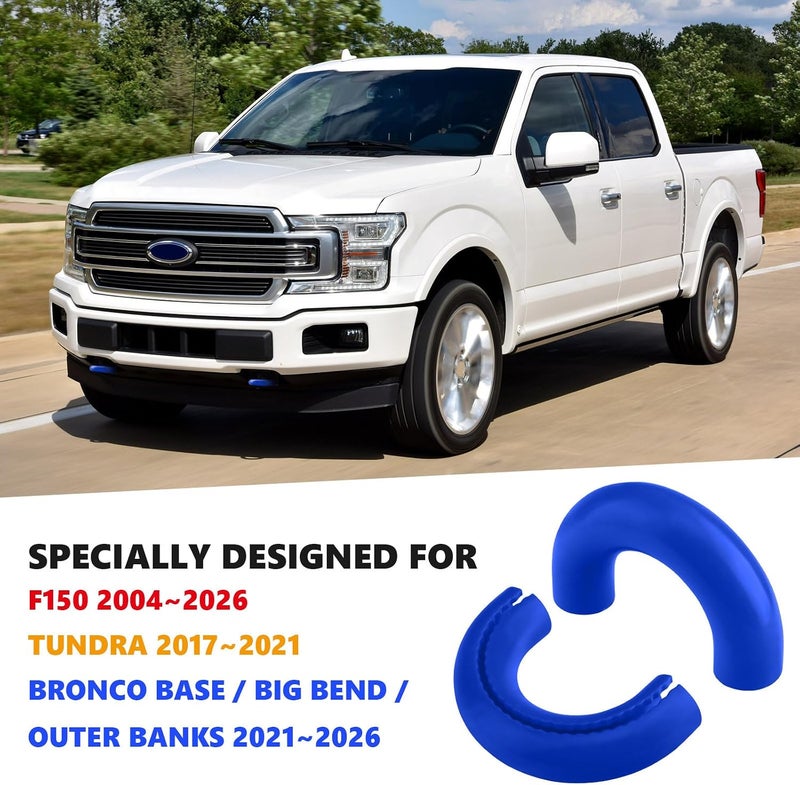 TECHPICCO Tow Hooks Covers for Ford F150 2004-2024 Bronco Base/Big Bend/Outer Banks 2021-2024 Compatible with Toyota Tundra Accessories 2017-2021 (Blue) - Image 2