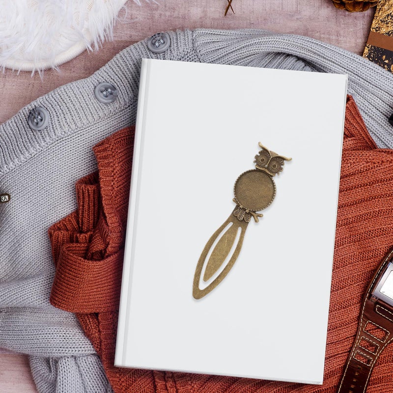 Owl Shaped Copper Bookmark Metal Page Marker with Pendant Cabochon Bezel - Image 5