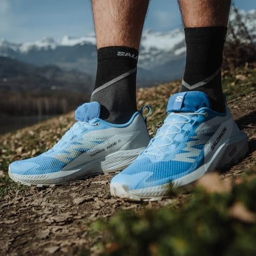 Salomon Men's SENSE RIDE 5 Trail Running Shoes for Men, Ibiza Blue / Lapis Blue / White, 8.5 - Image 3