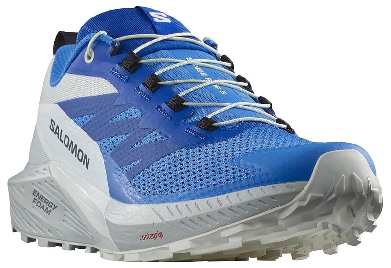Salomon Men's SENSE RIDE 5 Trail Running Shoes for Men, Ibiza Blue / Lapis Blue / White, 8.5 - Image 4