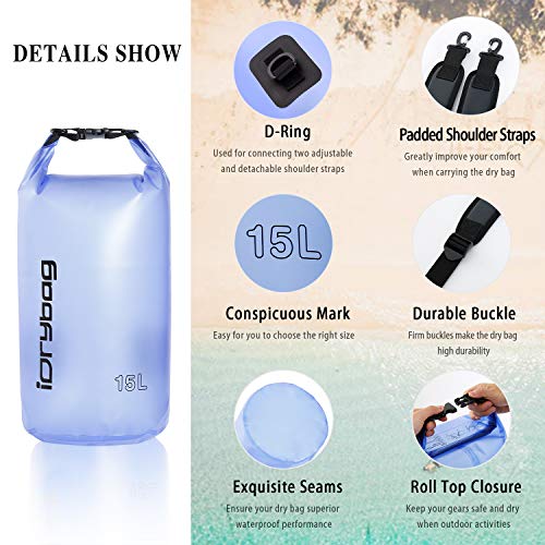 IDRYBAG Clear Dry Bag Waterproof 2L/5L/10L/15L/20L, Small Dry Sack Waterproof Bag for Kayaking - Image 2