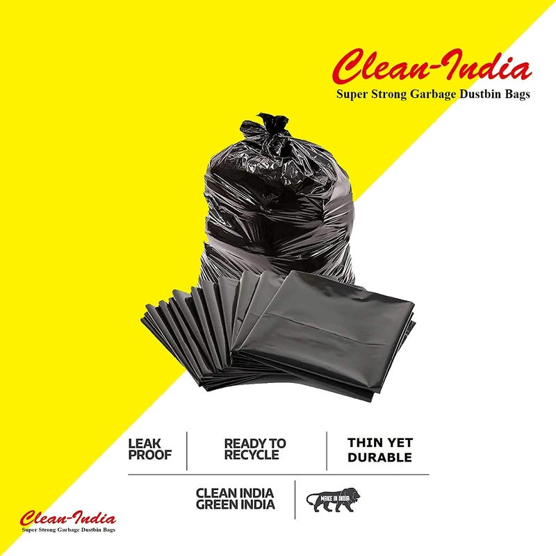 Clean IndiaGarbage Bags Medium Size 48 X 56 Cm 4 Packs 120 Bags Black Dustbin Bags Medium For Home Waste Bag Premium Plastic 120 Count - Image 2