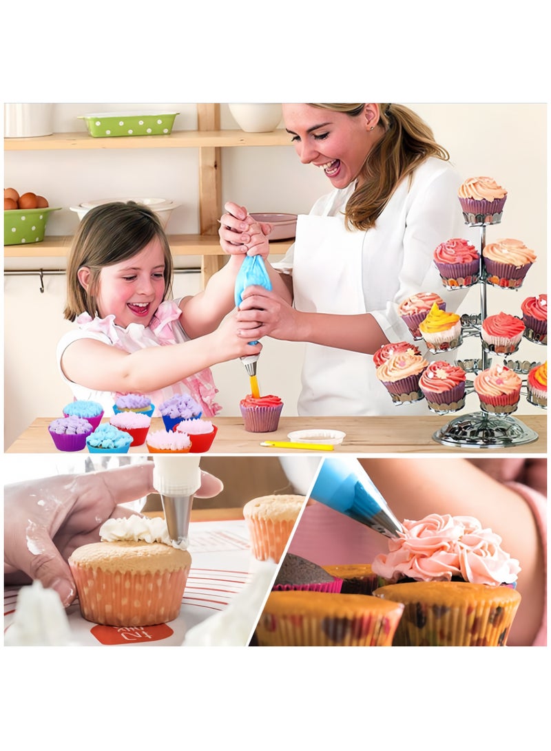Eilimi طقم تزيين الكعك 72 قطعة، أكياس وأنابيب التزيين مع 42 نصيحة لتزيين الكعك و3 مكاشط كريمة و1 مسمار زهور لوازم خبز الكعك للمبتدئين أو المحترفين - Image 4
