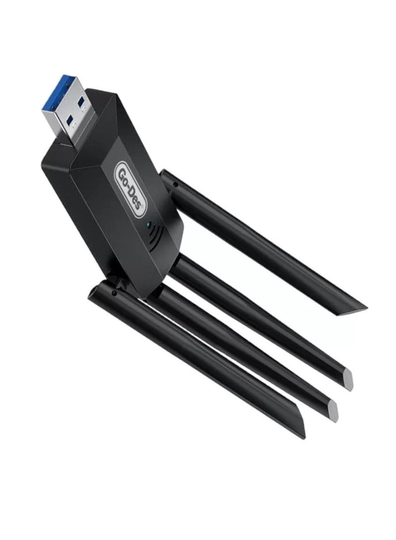 GO-DES Go Des GD-BT318 Dual Band 1200M  4 Antennas Wireless Internet Provider USB High Power WiFi Adapter - Image 2