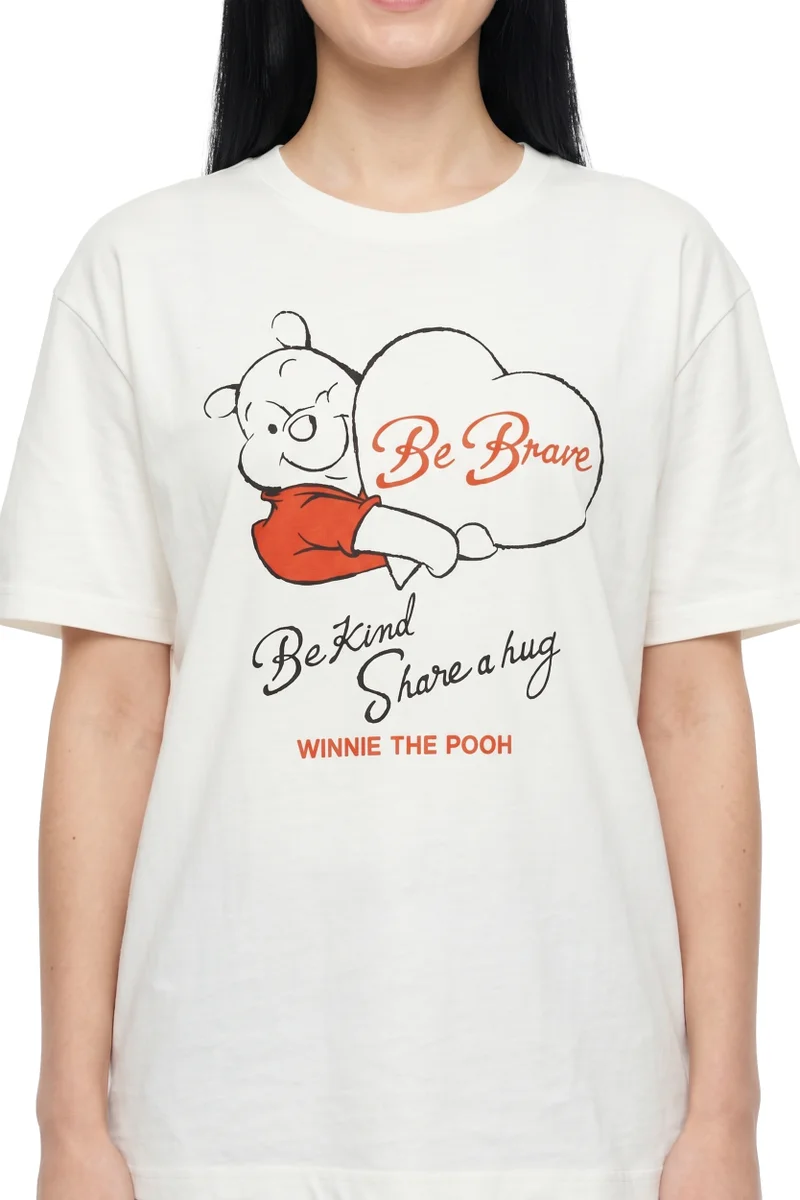 Disney  Disney Winnie the Pooh Be Brave Graphic Oversized T-Shirt for Women | Casual Crew Neck Printed Tee for Women | Best Price UAE