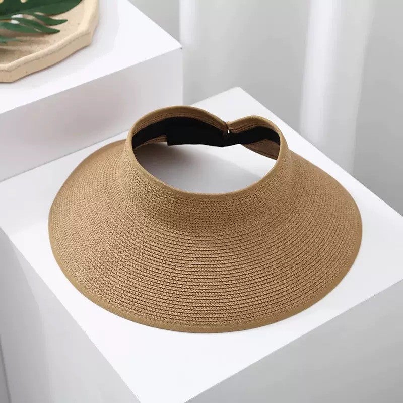 Summer Casual Straw Hat with Lace Trim - Sun Protection & Breathable Wide Brim Hat for Beach Outdoor
