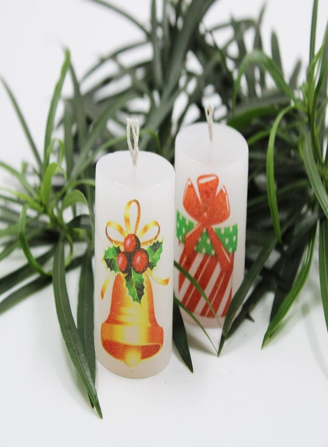 LUCES Paraffin Wax White Pillar Design Candles Smokeless Scented Dripless Round for Christmas X-mas Parties Occasions Dinner Table Set of 4 - Image 5