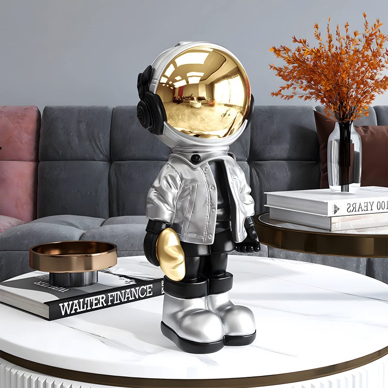 Dosker Astronaut Statues Spaceman Sculpture Polyresin Arts Gifts Silver Figurine Ornament Room Decor for Men Home and Crafts Desktop Accessories Tabletop Decoration  Living Room  Office  Bookshelf - Image 2