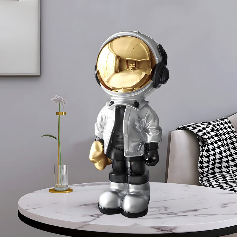 Dosker Astronaut Statues Spaceman Sculpture Polyresin Arts Gifts Silver Figurine Ornament Room Decor for Men Home and Crafts Desktop Accessories Tabletop Decoration  Living Room  Office  Bookshelf - Image 3